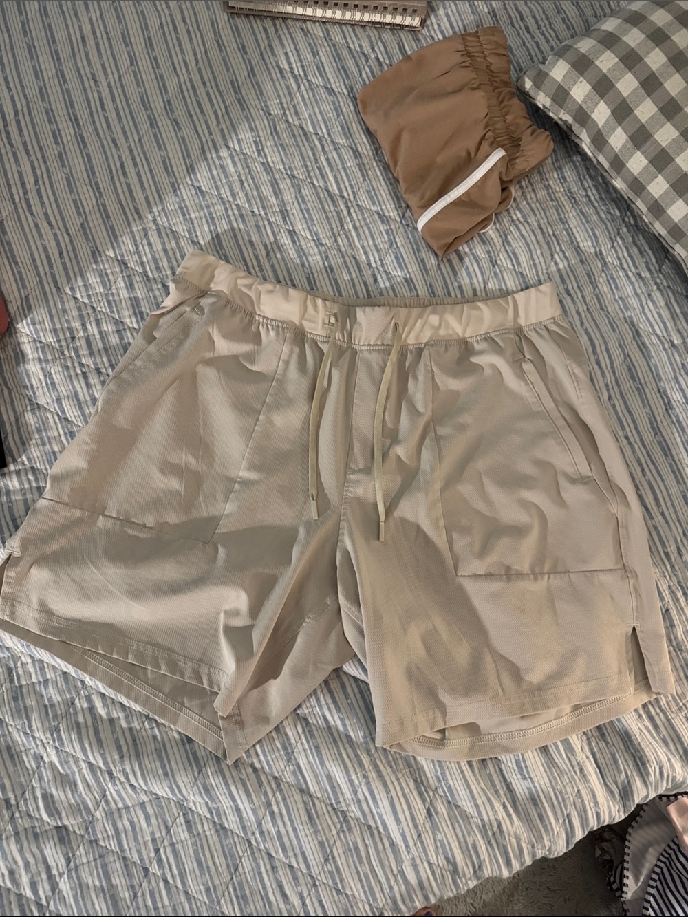 Women’s Athletic Drawstring Shorts in Light Beige - Breathable Active Shorts